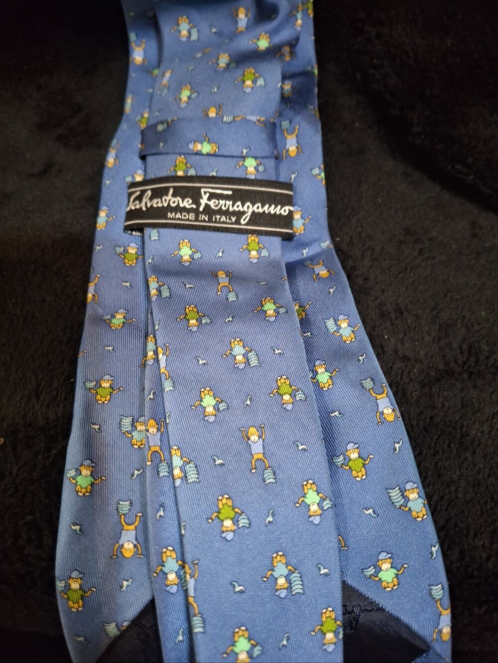 Salvatore Ferragamo Blue  Novelty Sailor Pattern Tie